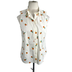 New J. Crew Oranges Fruit Print Top Button Up Shirt Womens Small Sleeveless